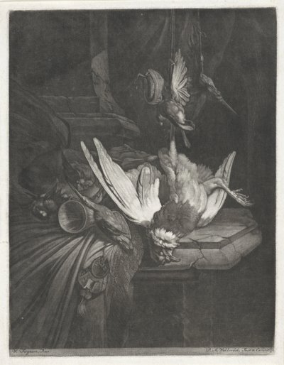 Bodegón con aves de corral de Pieter Anthony Wakkerdak