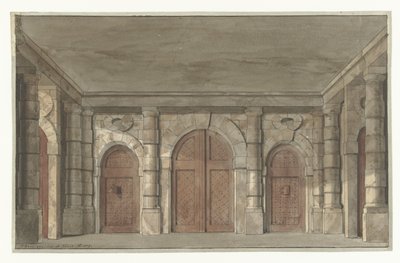 Diseño para la escenografía de un vestíbulo de prisión (?) de Pieter Barbiers (I)