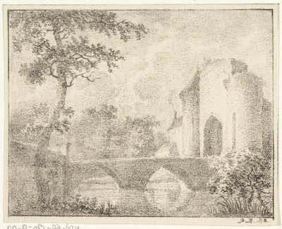 Castillo con puente en un paisaje de Pieter Bartholomeusz. Barbiers
