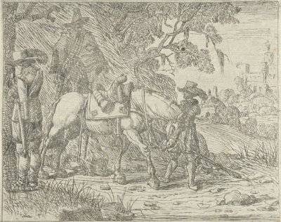 Caballo ensillado con soldados de Pieter Bodding van Laer