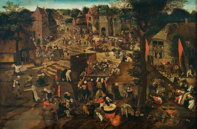 Feria del pueblo (Festival del pueblo en honor a San Huberto y San Antonio) de Pieter Breughel the Younger