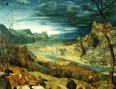 El regreso del rebaño en otoño (detalle) de Pieter Bruegel the Elder