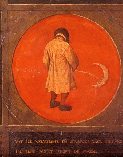 Lo que haga, no me arrepiento, sigo meando contra la luna, c. 1558-1560 de Pieter Bruegel the Elder