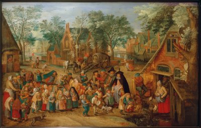 El juego de la novia de Pentecostés de Pieter Brueghel the Younger