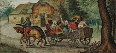 Neerlandés: Campesinos en un carro Campesinos en un carro abierto de Pieter Brueghel the Younger