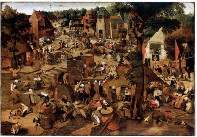 Feria con una representación teatral, c. 1580-1630 de Pieter Brueghel the Younger
