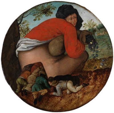 El hombre de la bolsa de dinero y los aduladores de Pieter Brueghel the Younger