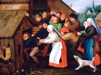 El borracho empujado al chiquero, 1564-1638 de Pieter Brueghel the Younger
