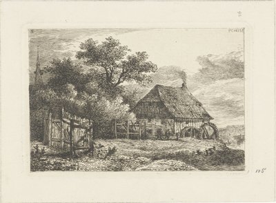 paisaje con molino de agua Paisajes acuáticos (título de la serie) de Pieter Casper Christ