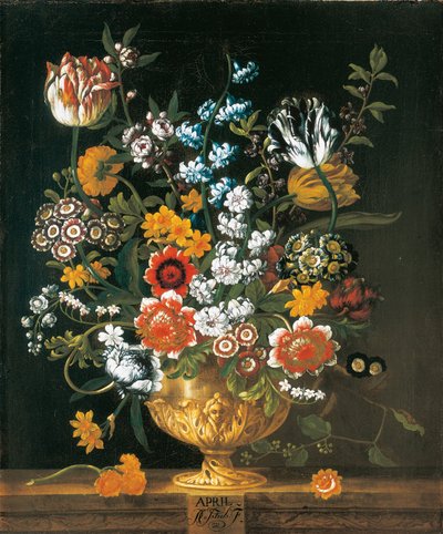 Abril, de Los doce meses de flores, un calendario floral de naturalezas muertas de Pieter Casteels