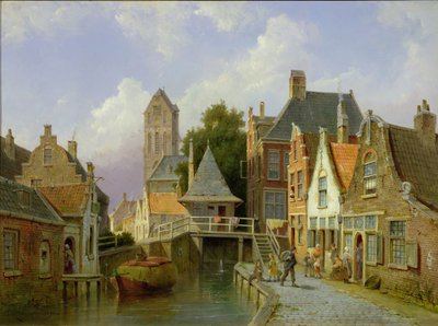 Escena de canal en Holanda, 1898 de Pieter Christiaan Cornelis Dommelshuizen