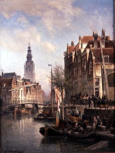 Escena Callejera en un Canal de Pieter Christiaan Cornelis Dommelshuizen
