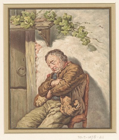 Lou, el criado del panadero, dormido a la luz del sol frente a la casa de Pieter Christoffel Wonder