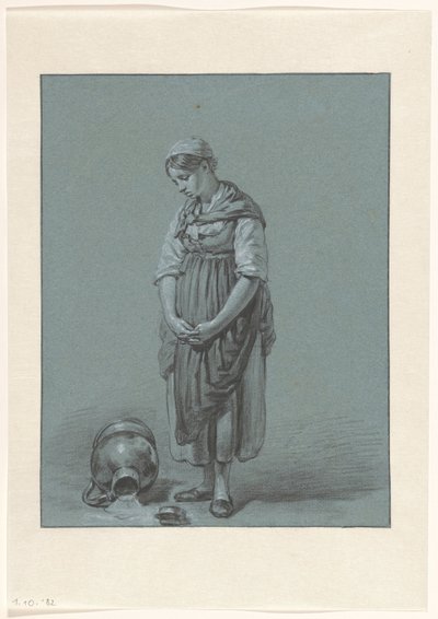 Chica junto a una jarra de leche volcada de Pieter Christoffel Wonder