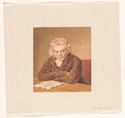Retrato de Lourens van Schaick, sentado leyendo en una mesa de Pieter Christoffel Wonder