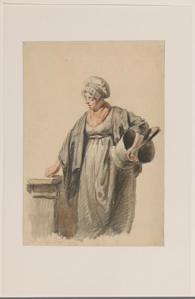 Mujer de pie con un cubo bajo el brazo de Pieter Christoffel Wonder