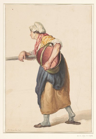 Mujer de pie con un cubo bajo el brazo de Pieter Christoffel Wonder