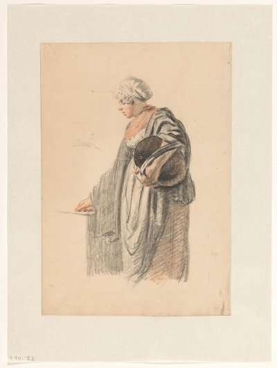 Mujer de pie con un cubo bajo el brazo de Pieter Christoffel Wonder