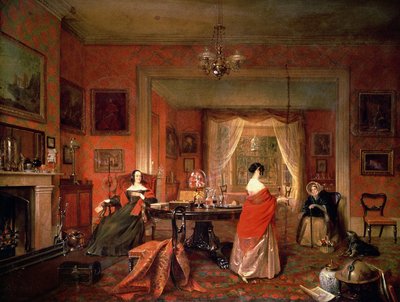 Tres damas en un interior de salón de Pieter Christoffel Wonder