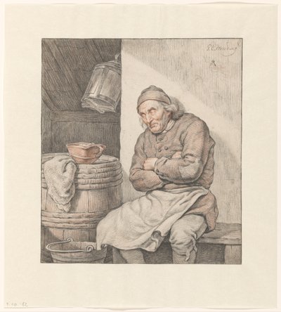 Hombre sentado y dormido de Pieter Christoffel Wonder