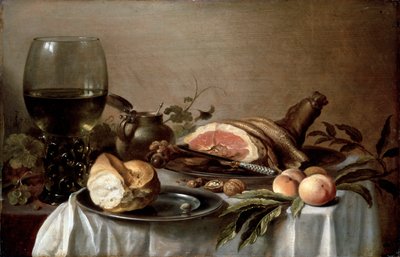 Desayuno con jamón, 1647 de Pieter Claesz