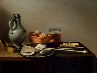 Naturaleza muerta con pipas de arcilla, 1636 de Pieter Claesz