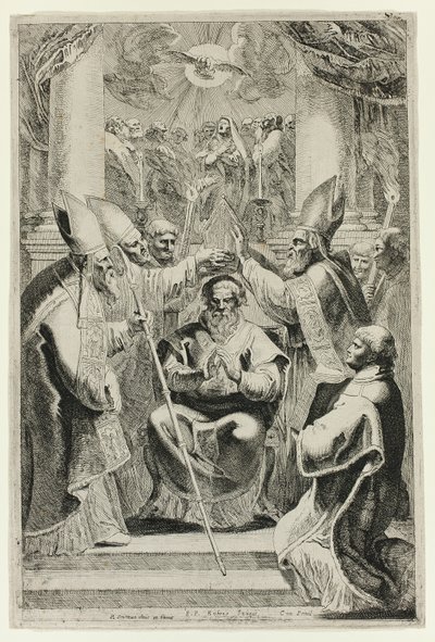 Consagración del obispo de Noyon con escena de Pentecostés encima de Pieter Claesz. Soutman