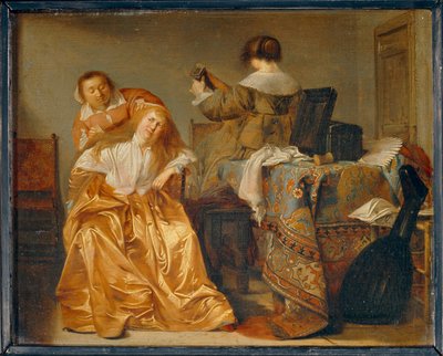 Dame à sa toilette - Una dama en su aseo ... de Pieter Codde