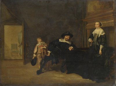 Retrato de un hombre, una mujer y un niño en una habitación, 1640 de Pieter Codde
