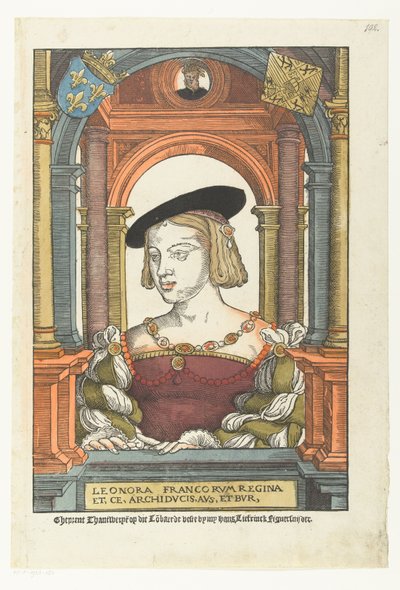 Portret de Eleonora van Frankrijk Leonora reina de los francos y, ce, archiduque, aus y bur, (título sobre objeto) de Pieter Coecke van Aelst (I) (circle of)