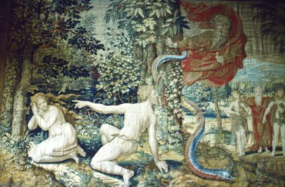 Florencia. Adán y Eva después de la caída, tapiz de Bruselas de Pieter Coecke van Aelst
