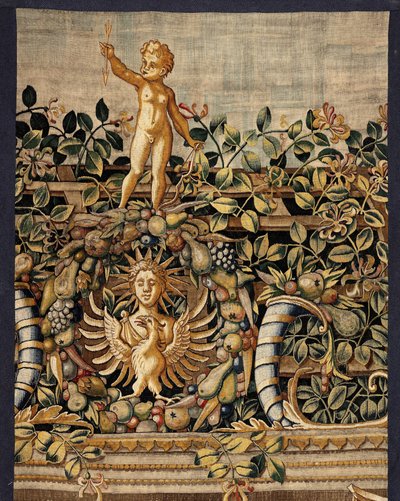 Vertumno y Pomona: Vertumno transformado en pescador, c.1550 (oro, lana y seda) de Pieter Coecke van Aelst