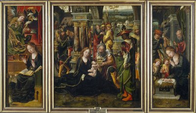 La Anunciación. La Adoración de los Magos. La Adoración de los Pastores, Segundo Cuarto del 1 de Pieter Coecke van Aelst