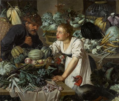 Naturaleza muerta con dos figuras de Pieter Cornelisz. van Rijck