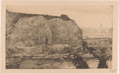 Granja con fragmentos de heno en el Jaagpad en Amsterdam de Pieter Dupont (signed by artist)