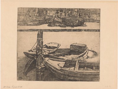 Barcos en el Damrak de Ámsterdam de Pieter Dupont (signed by artist)