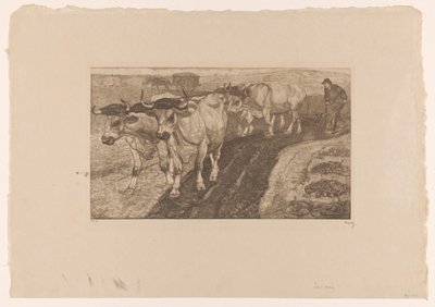 Cuatro bueyes para arar de Pieter Dupont (signed by artist)