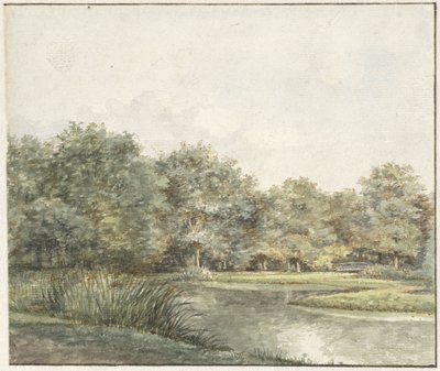 Paisaje con árboles al borde del agua de Pieter Ernst Hendrik Praetorius