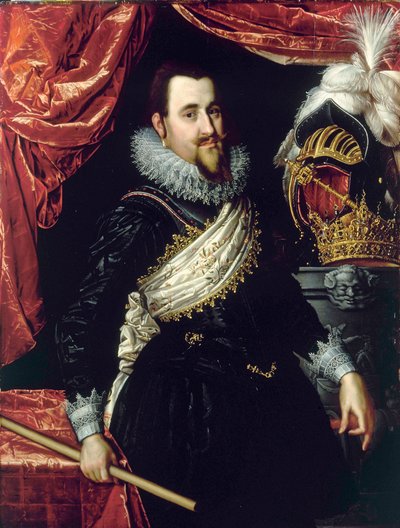Retrato de Christian IV, Rey de Dinamarca (1577-1648). Pintura de Pieter Isaacsz (1569-1625) vers. 1615. Frederiksborg Slot. Dinamarca. de Pieter Fransz. Isaacsz.