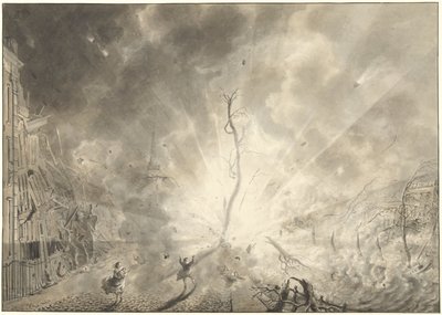 El desastre de la pólvora en Leiden, 12 de enero de 1807 de Pieter Gerardus van Os (signed by artist)