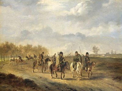 Cosacos en un camino rural cerca de Bergen en Holanda del Norte, 1813 de Pieter Gerardus van Os