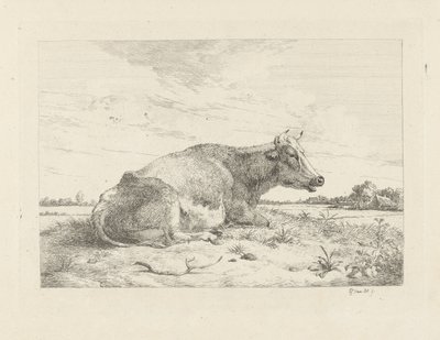 Vaca acostada con cardo de Pieter Gerardus van Os
