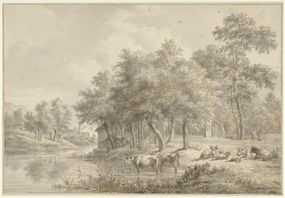 Paisaje fluvial con ganado de Pieter Gerardus van Os