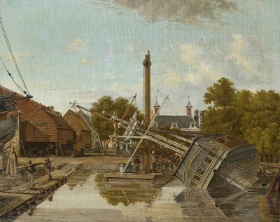 El astillero "St Jago" en Bickers Eiland, Ámsterdam de Pieter Godfried Bertichen