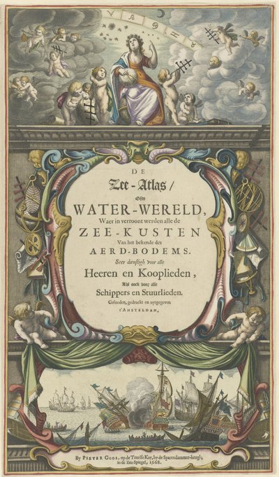 Página de título de Pieter Goos, The Sea Atlas or Water World, 1668 de Pieter Goos