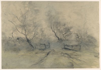 Borde del bosque con una valla de Pieter H.J.J. Ras (signed by artist)