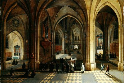 El Interior de una Catedral Gótica con una Procesión de Pieter II and Franken Frans II Neefs