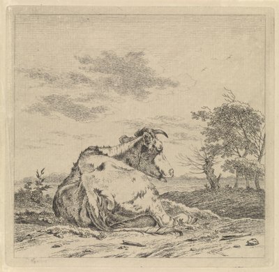 Paisaje con vaca acostada de Pieter Janson