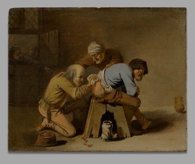 Una curandera en el trabajo en un granero de Pieter Jansz. Quast