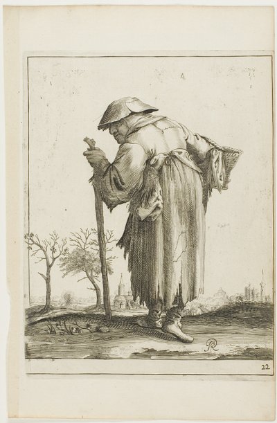 Marching Beggar Woman with a Basket, de T is al verwart-gaern (Ya es confuso) de Pieter Jansz. Quast